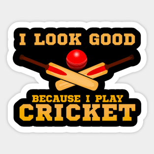 I Look Good Because I Play Cricket Funny Cricketer Sticker